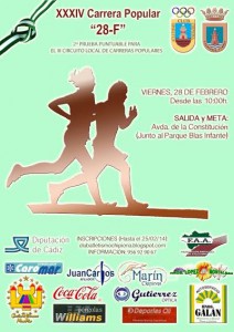 Abierto el plazo de inscripciones para la trigésimo cuarta edición de la carrera popular 28 F