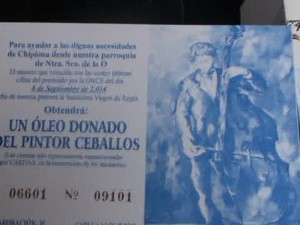 Julio Ceballos continúa con la venta de boletos para el sorteo de uno de sus óleos más conocidos para recaudar fondos para Cáritas de Chipiona.