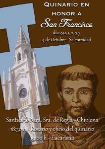 Un quinario celebrará la festividad de San Francisco de Asís