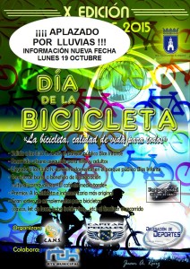 Aplazado el Día de la Bicicleta debido a la previsión de lluvias para el próximo domingo.