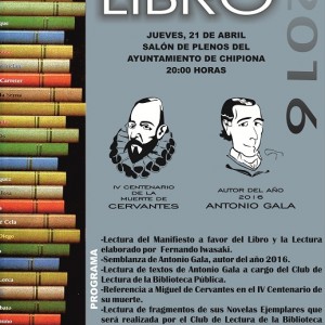 Chipiona dedicará el acto institucional del Día del Libro a Miguel de Cervantes y Antonio Gala