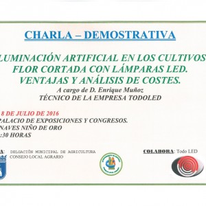 Una conferencia mostrará el viernes ventajas y costes de la iluminación con lámparas led en los cultivos de flor cortada