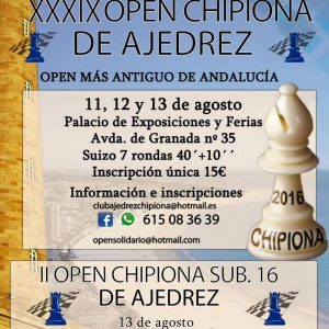 Mañana arranca en Chipiona el open de ajedrez más antiguo de Andalucía que cumple treinta y nueve años