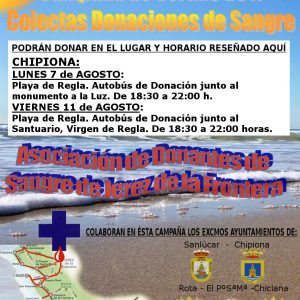 El Centro Regional de Transfusión Sanguínea se desplazará la semana próxima de nuevo a las playas de Chipiona