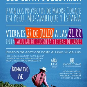 Madre Coraje Cádiz celebra este viernes 27 de julio su III Cena Solidaria en la Facultad de Filosofía y Letras