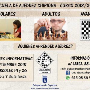 El próximo 30 de septiembre comienza la primera ronda de las ligas provinciales de Ajedrez en la que participan dos equipos del Club de Chipiona