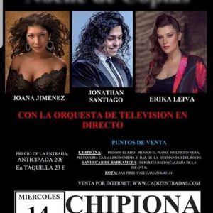 La copla protagonista hoy en Chipiona a beneficio de la Hermandad del Rocío con Joana Jiménez, Erika Leiva y Jonathan Santiago