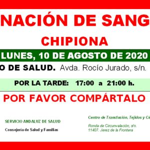 Llamamiento a una nueva donación colectiva de sangre en Chipiona el lunes 10 de agosto