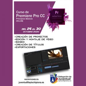 Abierta la inscripción para un curso básico online de la Delegación de Juventud sobre edición de vídeo con Adobe Premiere Pro