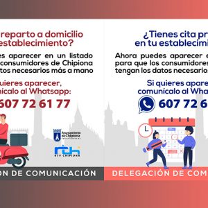 El Ayuntamiento de Chipiona difunde listados de establecimientos con servicio a domicilio y con cita previa ante el difícil momento del comercio y la hostelería