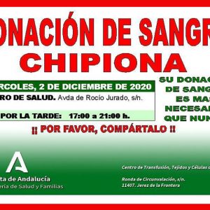 Llamamiento a una nueva donación colectiva de sangre en Chipiona hoy miércoles 2 de diciembre