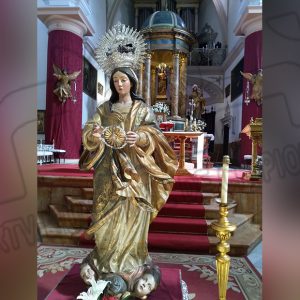La Virgen de la O de la parroquia de Chipiona ya ha sido trasladada para su restauración con una subvención de la Junta