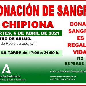 Llamamiento a dar vida donando sangre este martes 6 de abril en Chipiona