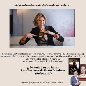 Marina Bernal presenta el día 5 de junio en la Feria del Libro de Jerez una reedición del libro Canta Rocio canta con motivo del 15 aniversario de la muerte de Rocío Jurado