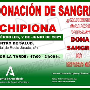 Llamamiento para un nueva donación colectiva de sangre mañana  miércoles 2 de junio en Chipiona