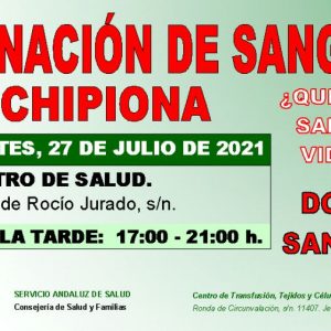 Donación colectiva de sangre martes 27 de julio en Chipiona, nueva oportunidad ahora que bajan las reservas