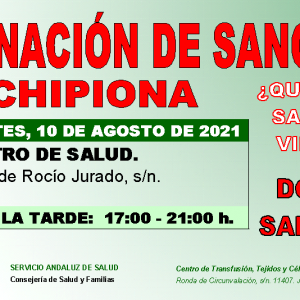 Convocan donación de sangre en Chipiona el próximo martes 10 de agosto en el Centro de Salud