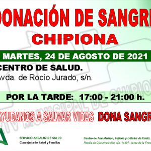 Llamamiento una nueva donación colectiva de sangre en Chipiona el  martes 24 de agosto