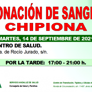 Convocan donación de sangre para el próximo martes 14 de septiembre de 17 a 21 horas en el Centro de Salud Tolosa Latour de Chipiona