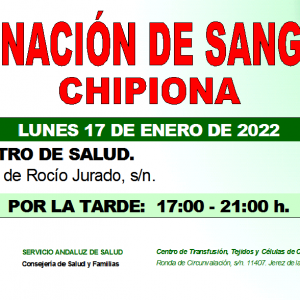 Llamamiento a una donación colectiva de sangre en Chipiona el lunes 17 de enero debido a las bajas reservas