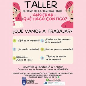 El centro de mayores de Chipiona impartirá este mes de febrero un taller denominado ‘Ansiedad…¿qué hago contigo?’