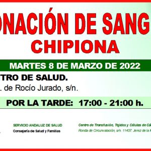 Llamada a la colaboración ciudadana para una nueva donación colectiva de sangre el martes 8 de marzo en Chipiona