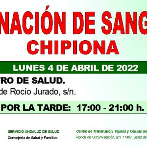 Llamamiento a una donación colectiva de sangre en Chipiona el lunes 4 de abril