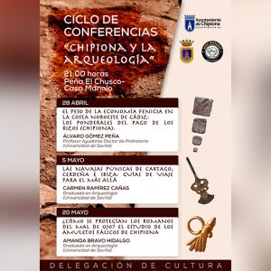 La Delegación de Cultura ofrecerá un ciclo de conferencias sobre la arqueología y Chipiona en la sala de Espacio Vacío