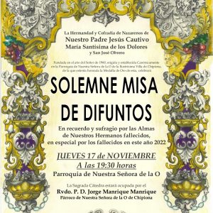 CONVOCATORIA MISA REQUIEM HERMANDAD DEL CAUTIVO DE CHIPIONA