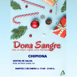 El martes 3 de enero habrá una oportunidad en Chipiona para hacer el mejor regalo de Navidad donando sangre
