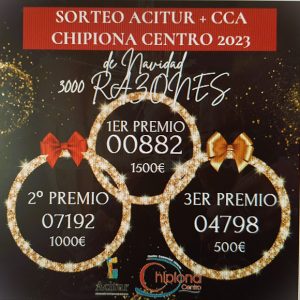 00882, 07192 y 04798 números agraciados con los tres premios del sorteo de Navidad de Acitur y Chipiona Centro