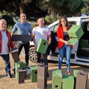 CANS y Ayuntamiento de Chipiona colocan dieciséis cajas nido para cuatro especies de aves en la avenida de Rota y el pinar