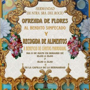 La Hermandad del Rocío de Chipiona celebra este fin de semana una ofrenda floral con recogida de alimentos para Cáritas y una romería infantil