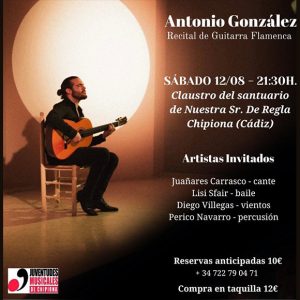 El chipionero Antonio González ofrecerá un recital de guitarra flamenca este sábado dentro del Festival de Música Ciudad de Chipiona