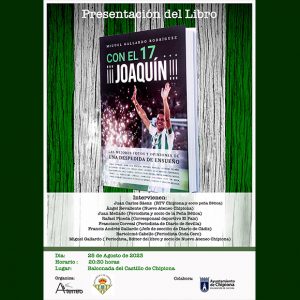 El 25 de agosto se presentará en Chipiona el libro ‘Con el 17…¡¡¡Joaquín!!!’