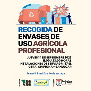Mañana jueves habrá una nueva recogida de envases de uso agrícola profesional en Chipiona