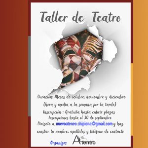 Nuevo Ateneo de Chipiona organiza un taller de teatro dirigido a todas las edades que comenzará el próximo 4 de octubre