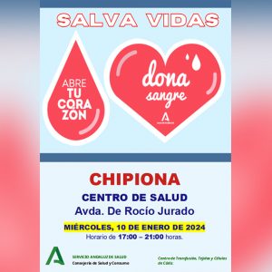 Llamada a donar sangre y regalar vida el miércoles 10 de enero en Chipiona