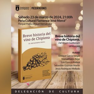 Mañana sábado se presenta el libro ‘Breve historia del vino de Chipiona. Del vinum gaditanum al Moscatel’