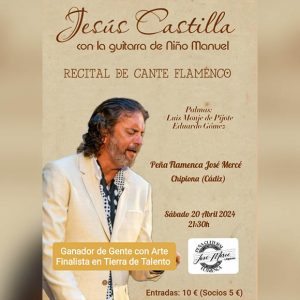 El cantaor flamenco Jesús Castilla actúa este sábado en la Peña Flamenca José Mercé de Chipiona