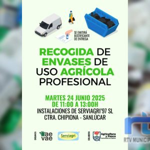 El próximo martes se llevará a cabo en Chipiona una nueva recogida de envases de uso agrícola profesional