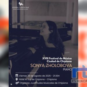 Un concierto de piano de la joven ucraniana Sonya Zholobova cierra el mes de agosto en el Festival Ciudad de Chipiona