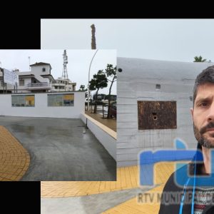 Tano Guzmán valora la marcha de la restauración del ‘fortín’ de avenida Adolfo Suárez donde se han colocado paneles informativos