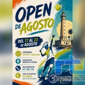 32 participantes en el Open de Tenis de agosto que comienza esta tarde en Chipiona