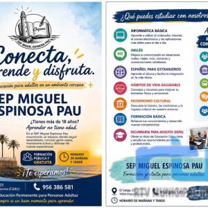El Centro de Educación Permanente Miguel Espinosa Pau de Chipiona tiene abierta de nuevo la matriculación para el nuevo curso académico